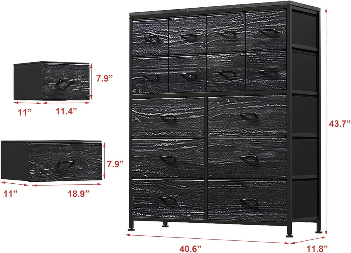 14 Drawer Tall Fabric Dresser G1744