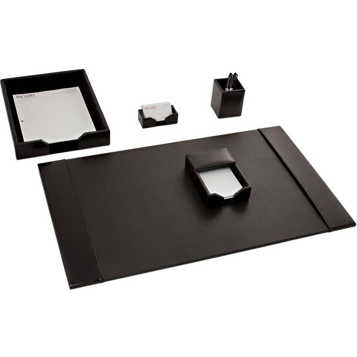 Black Bonded Leather 5-Piece Desk Set N686