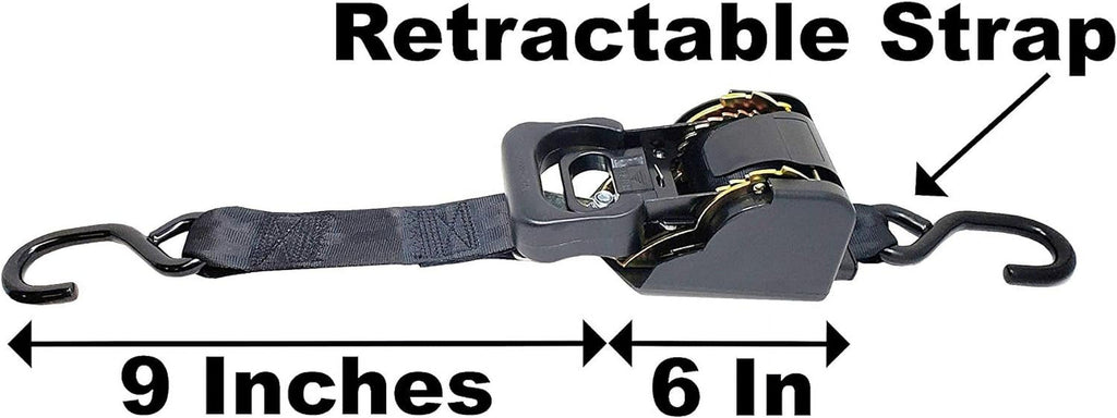 2 Inch X 8.75 Foot Retractable Ratchet Strap with Vinyl Coated S Hook V718