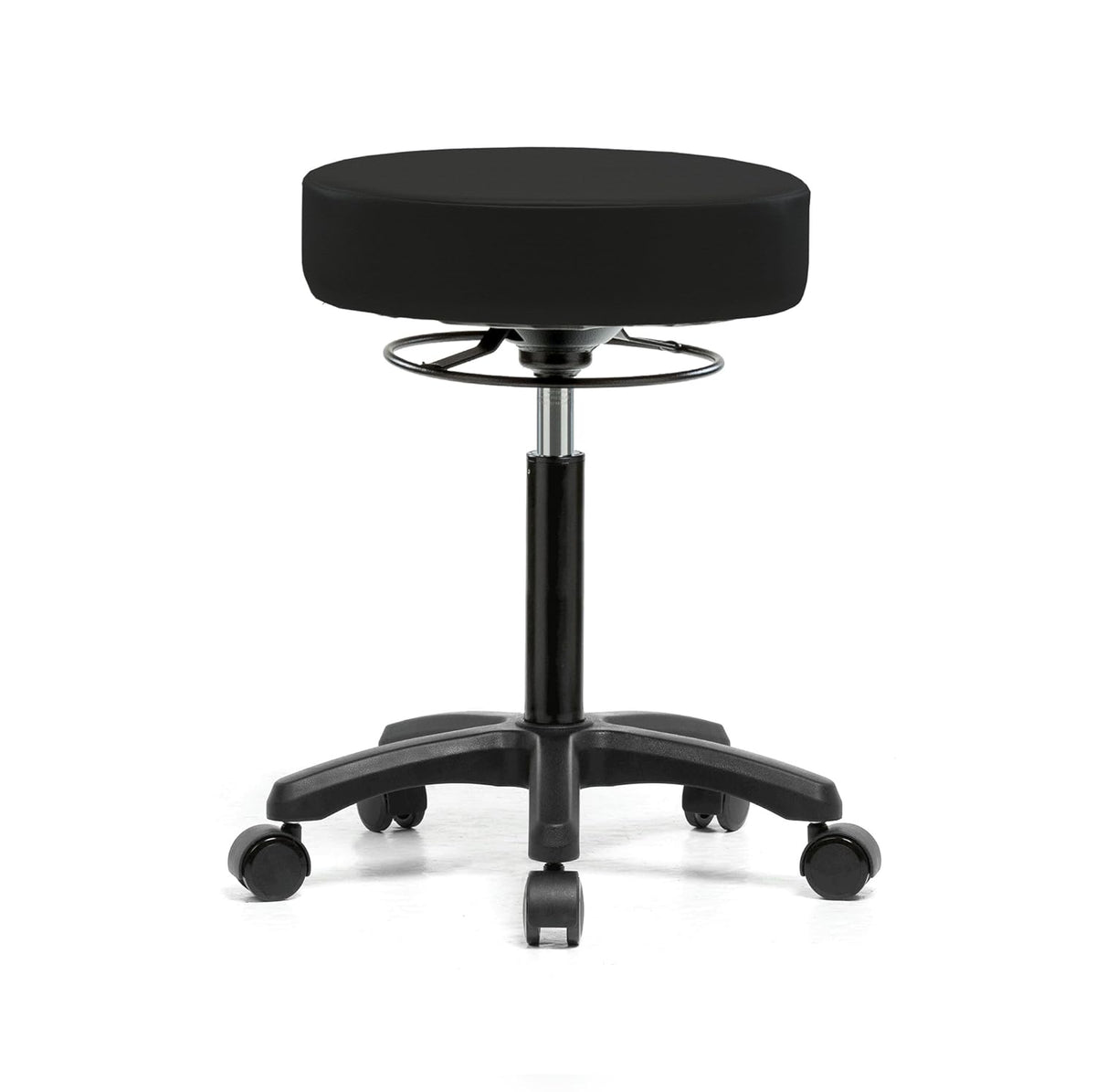 Height Adjustable Rolling Stool 18-23 inches 250-pound Capacity Charcoal Vinyl V8934