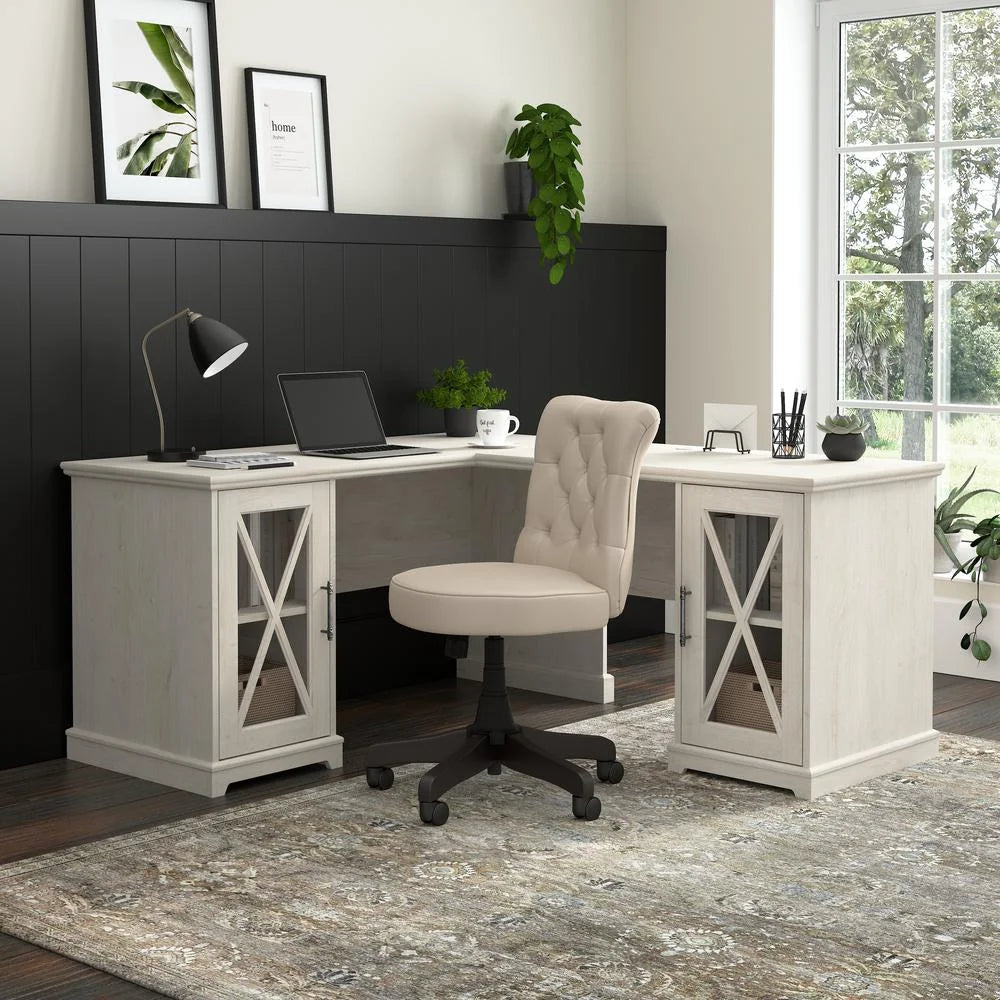 Linen White Oak L-Shaped Desk R732956