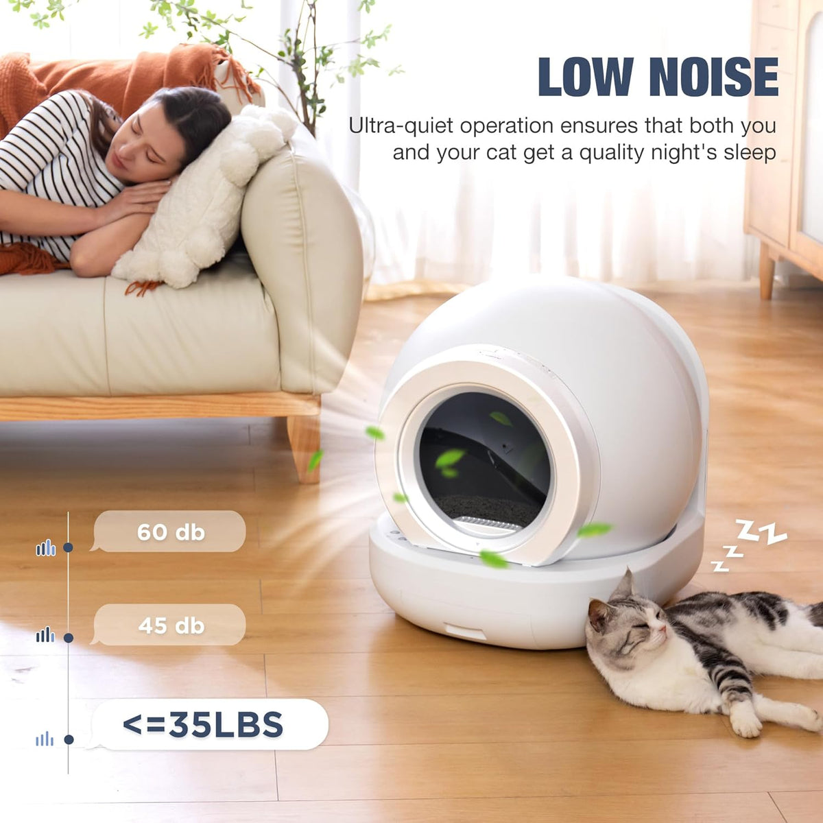 Automatic Self Cleaning Large Capacity Cat Litter Box (Pure White) R58292