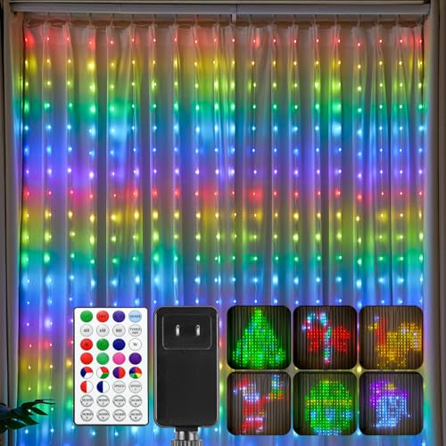400 RGBIC LED Smart Curtain Fairy Lights, 6.6x6.6ft, IP65 Waterproof B3765