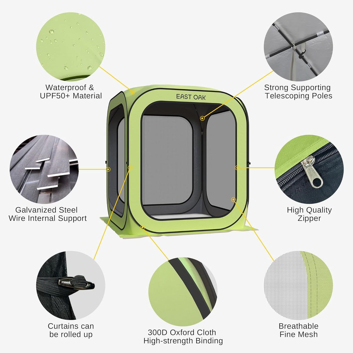 Light Green Pop-Up Screen Tent 6 x 6 FT with Carry Bag W498154