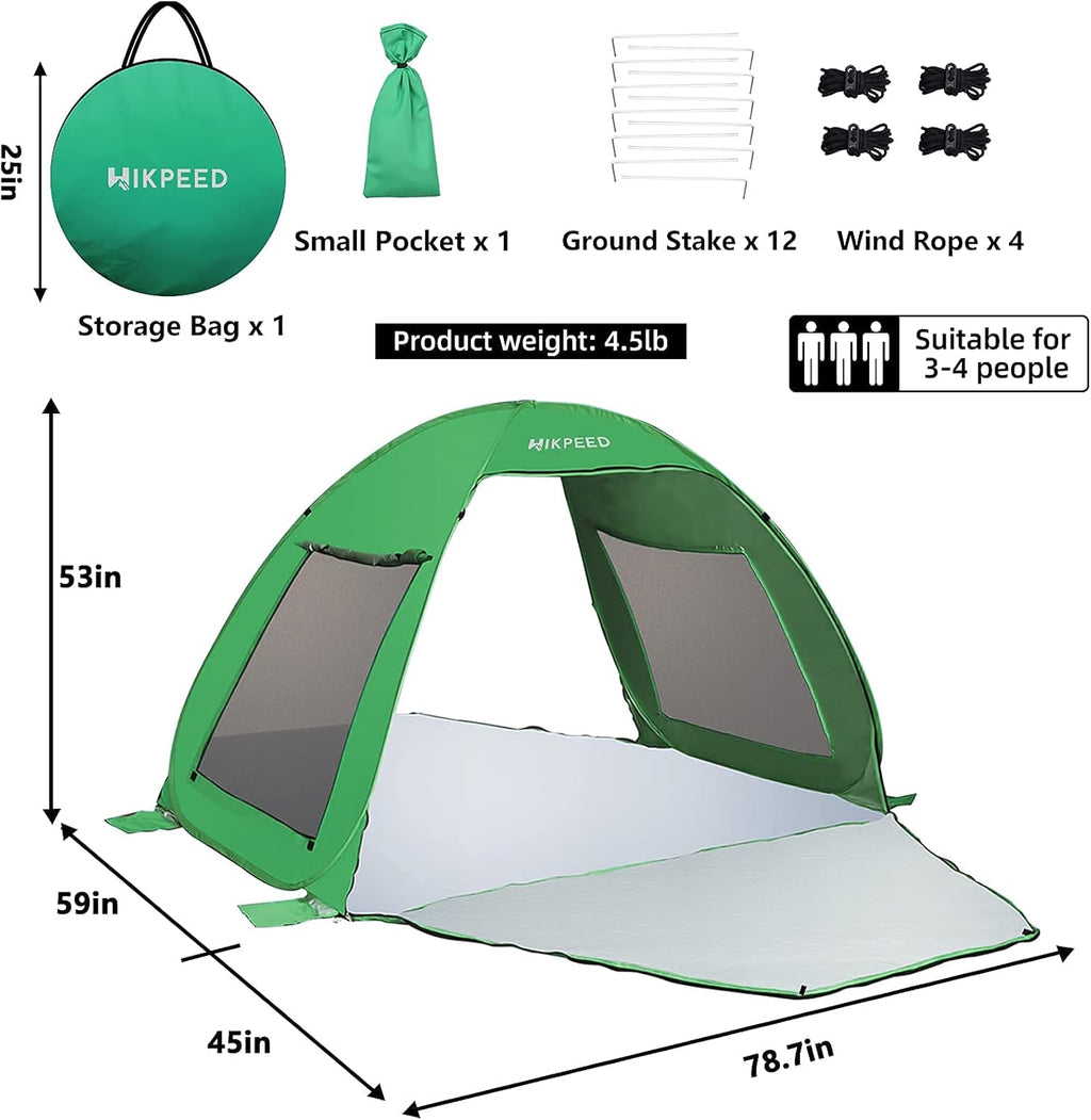 Pop Up Beach Tent for 3-4 Person with Carry Bag D8819