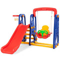 Toddler Long Slide Set, 3-in-1 Large Climber Playset with Basketball Hoop, Stairs, Thickened Panel, Playground Swing L942414