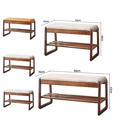 Off-White Wooden Shoe Storage Bench Ottoman K40525
