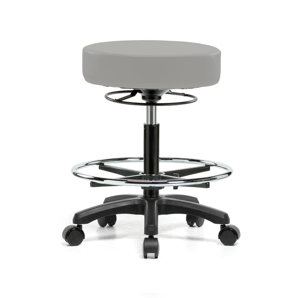 Height Adjustable Rolling Stool 18-23 inches 250-pound Capacity Charcoal Vinyl V8934