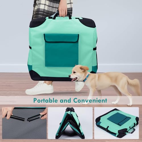 42 inch Collapsible Dog Crate with Durable Mesh Windows V725