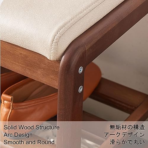Off-White Wooden Shoe Storage Bench Ottoman K40525
