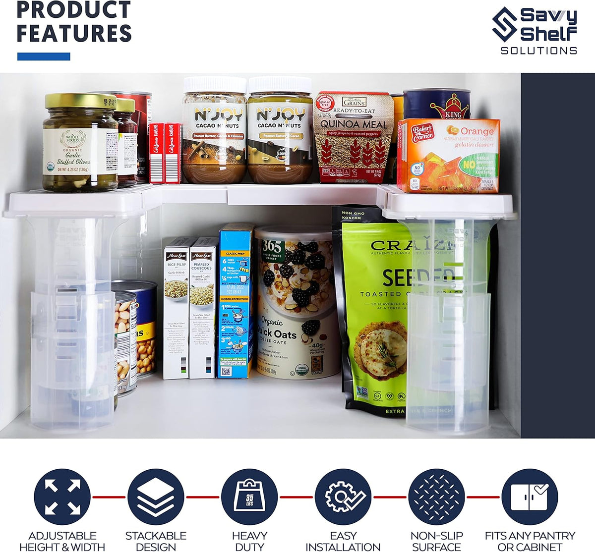 Adjustable Pantry Spice Rack & Can Storage Organizer W141770
