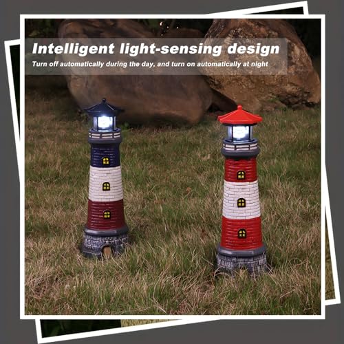 Red Solar Lighthouse Lawn Decoration C420