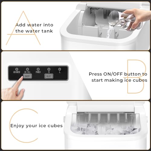 Countertop Ice Maker, 26.5lbs/24h, 2 Sizes of Ice Cube C68240