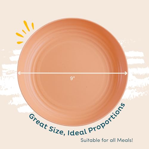 Deep Wheat Straw Dinner Plates Set of 8, Pastel 9" W2588