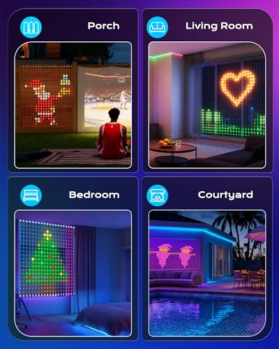 400 RGBIC LED Smart Curtain Fairy Lights, 6.6x6.6ft, IP65 Waterproof B3765