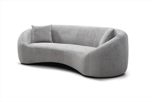 Light Gray Chenille Velvet 3 Seater Curved Sofa M910743
