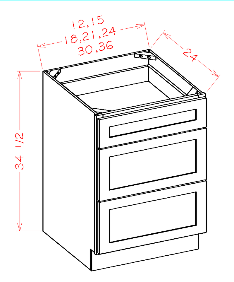 Antique White 3 Drawers Base Cabinet G11859
