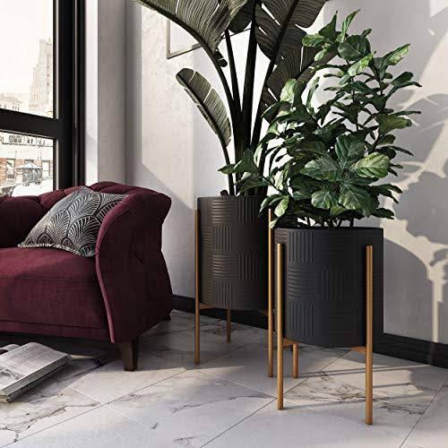 Black & Gold Set of 2 Planters X803894