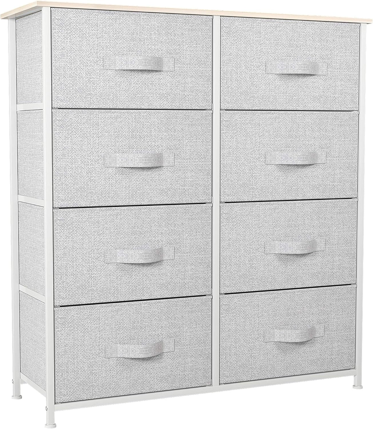 8 Drawer Fabric Dresser with Steel Frame and Wooden Top H59898