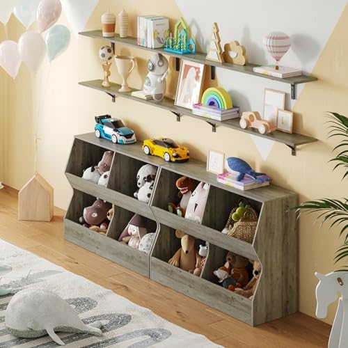 4 Cubby Wooden Toy Storage Bookshelf V460289
