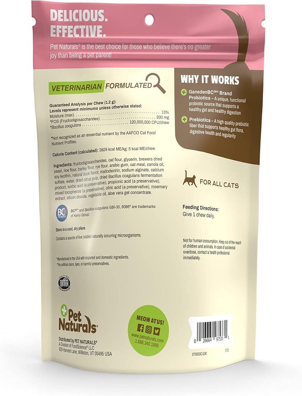 30 Chews Probiotic Supplement for Cats D4938