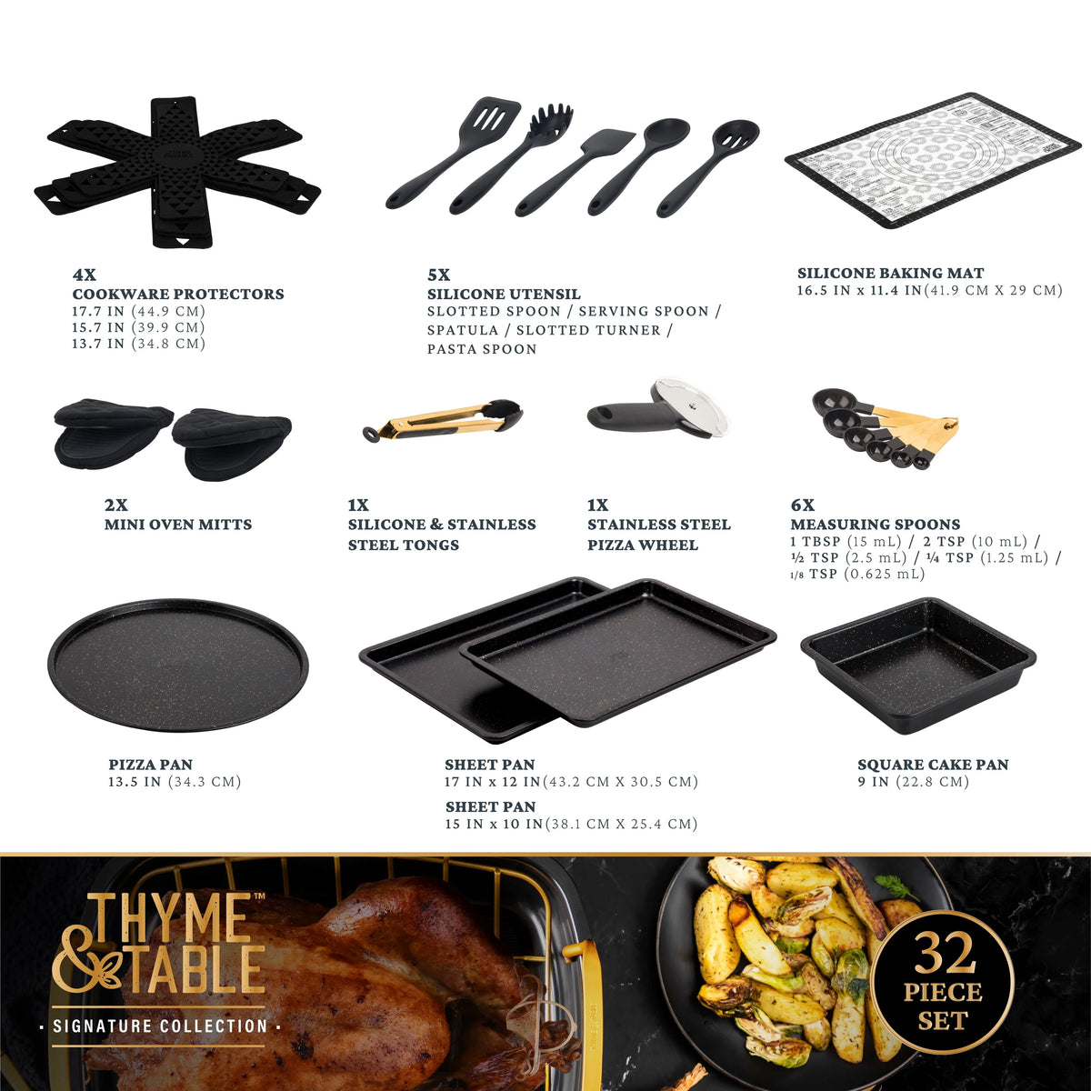 32-Piece Non-Stick Cookware & Bakeware Set, Black W66482