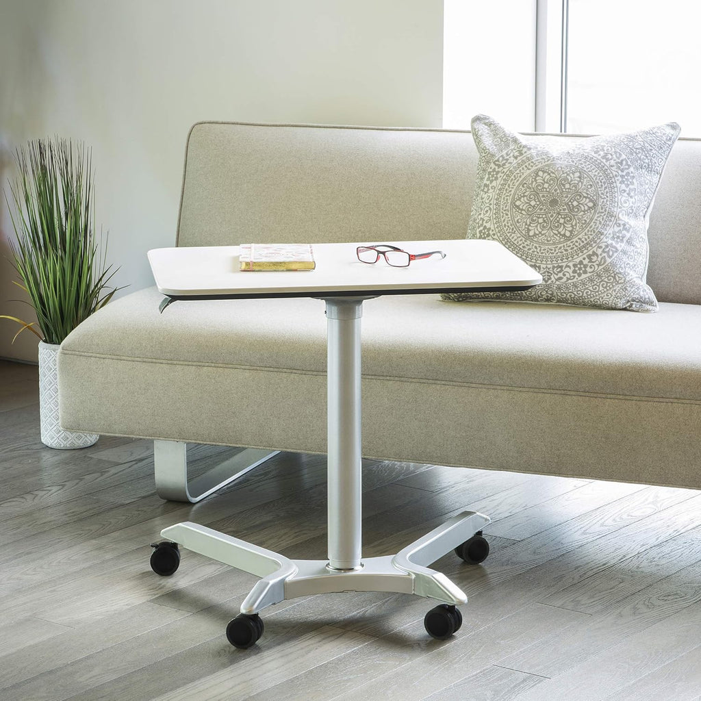 White Pneumatic Height Adjustable Mobile Laptop Desk Cart R554