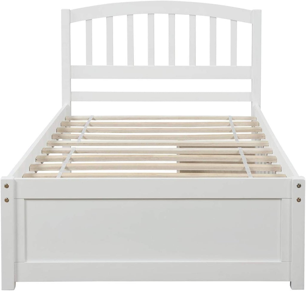 White 79.5x41.8x37.4 inches Platform Double Bed Frame with Two Drawers and Headboard P29861