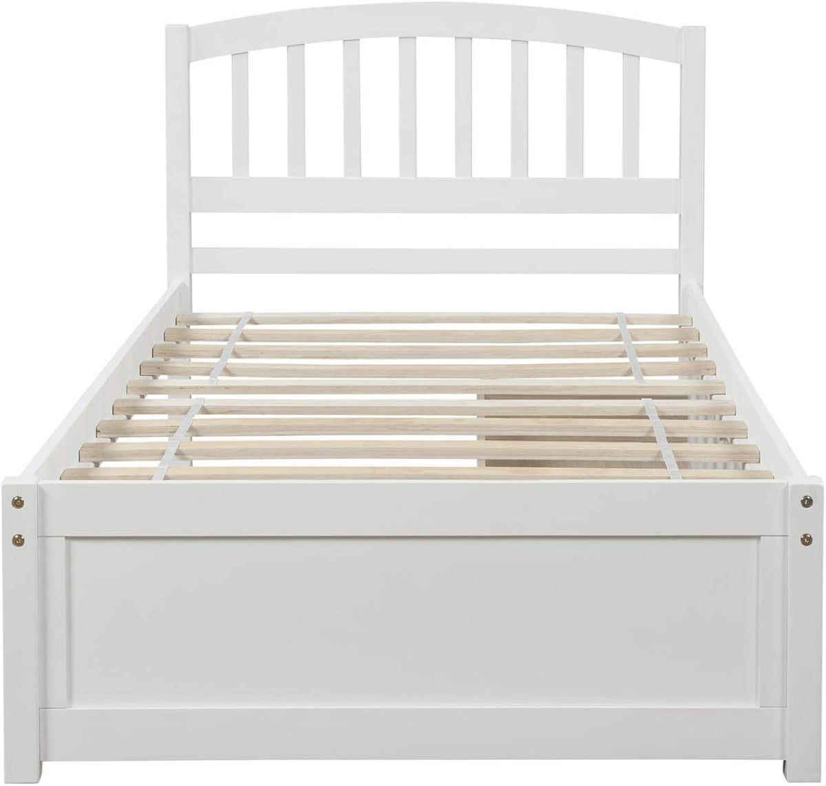 White 79.5x41.8x37.4 inches Platform Double Bed Frame with Two Drawers and Headboard P29861