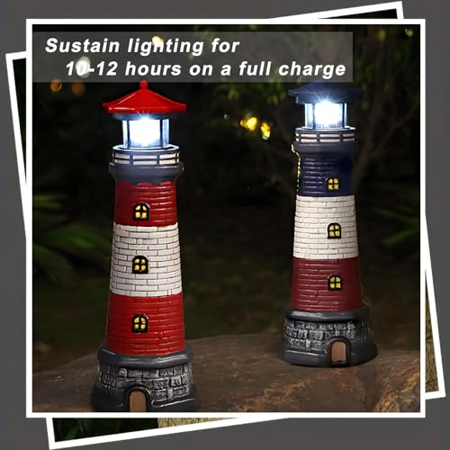 Red Solar Lighthouse Lawn Decoration C420