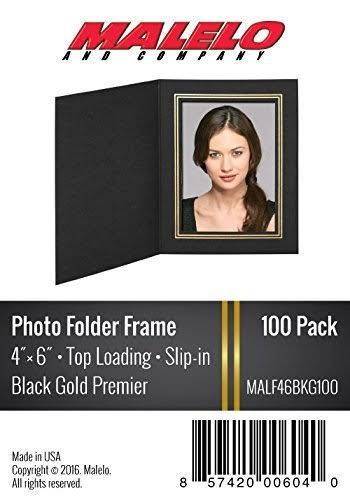 Black/Gold Cardboard Photo Folder Frame 4x6 Pack of 100 Q4526