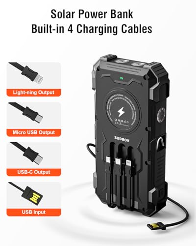 42800mAh Wireless Portable Charger with USB-C, QC3.0 Fast Charging 15W 4 Ports Outdoor Battery Pack with Dual LED Flashlights C6948
