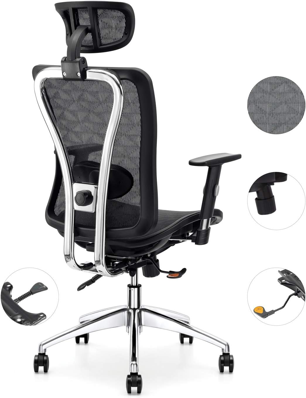 Black Mesh Ergonomic Office Chair with Lumbar Support and Headrest B521085