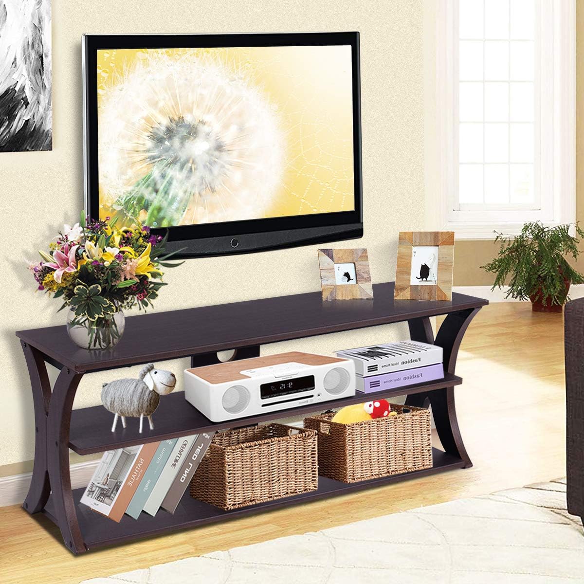 3-Tier TV Stand with Storage Shelves A6567