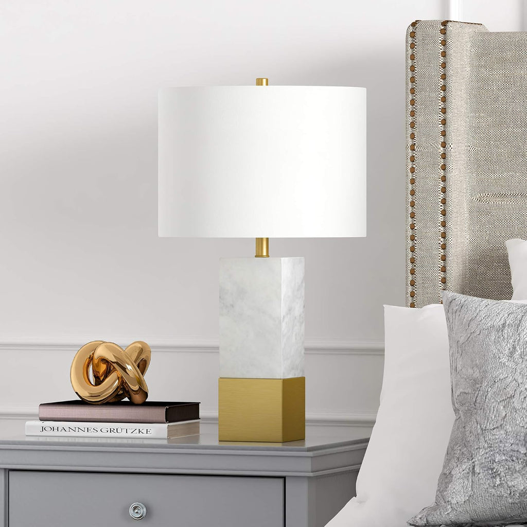 Marble Table Lamp with Fabric Shade V38457