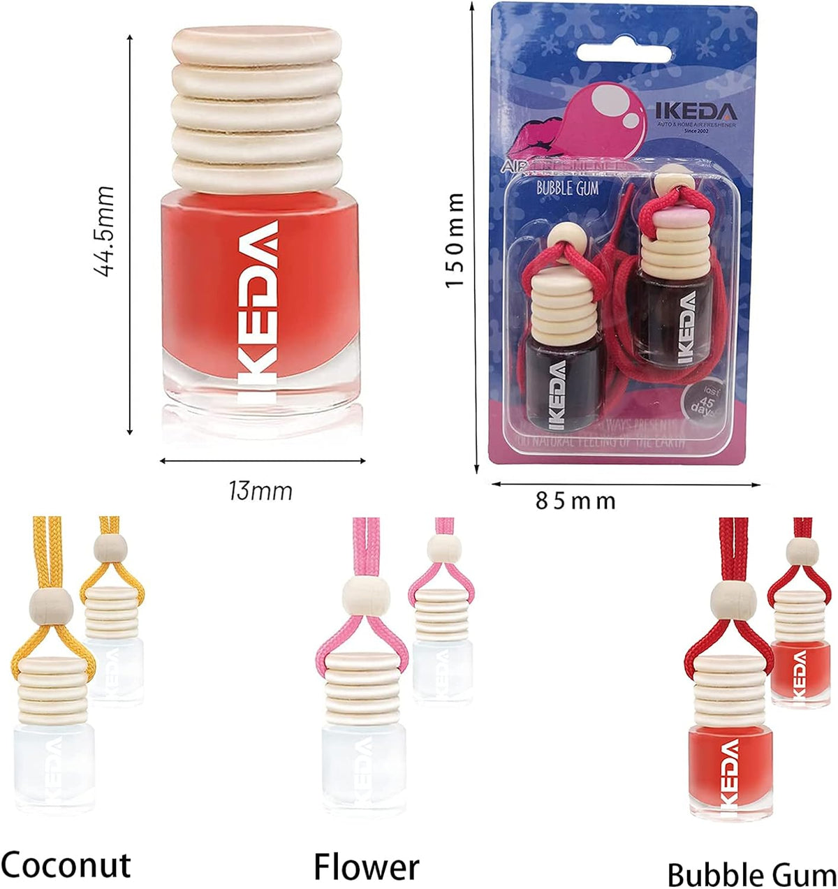 Car Air Fresheners 6-Pcs 4ml Hanging Diffuser Bottles E30089