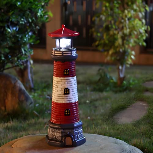 Red Solar Lighthouse Lawn Decoration C420
