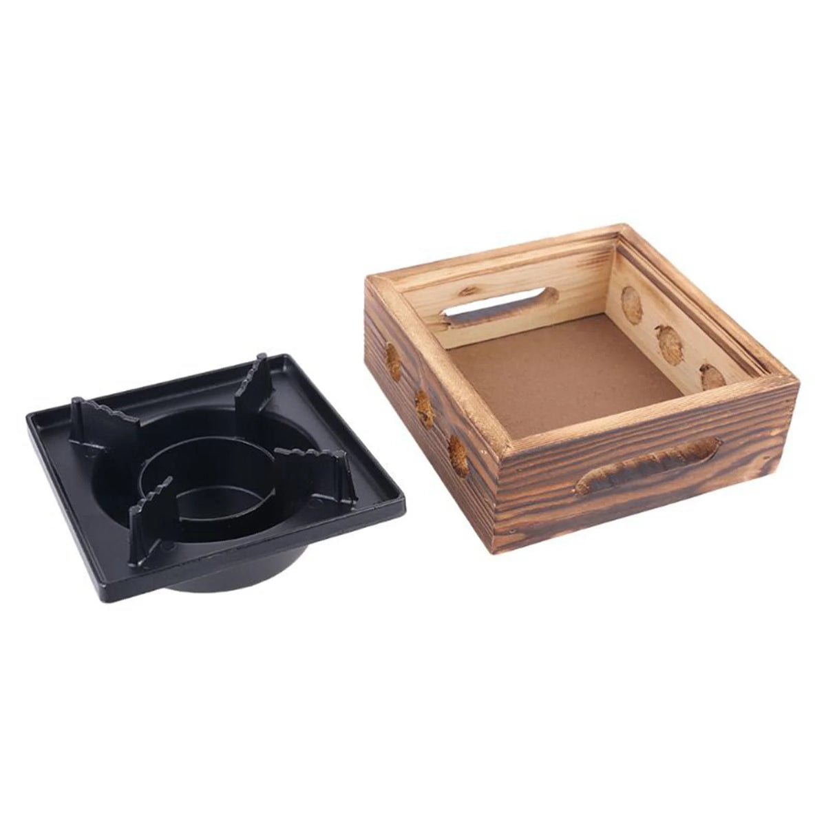 Compact Alcohol Stoves with Wooden Base 16cm M279