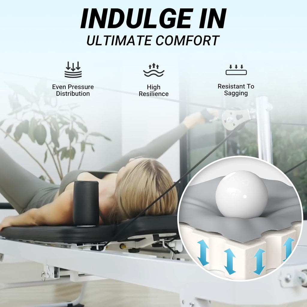 Foldable Pilates Reformer with Dual Resistance Springs and Cords T680