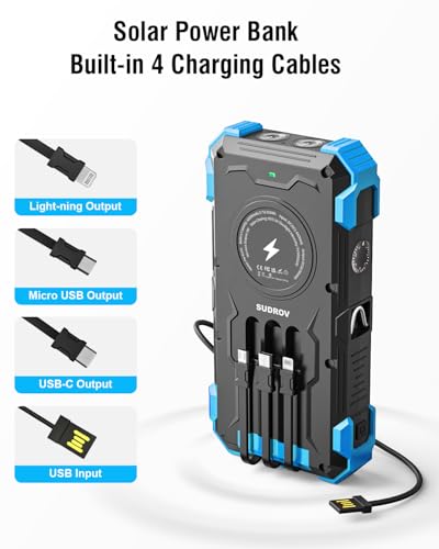 42800mAh Wireless Portable Charger with USB-C, QC3.0 Fast Charging 15W 4 Ports Outdoor Battery Pack with Dual LED Flashlights C6948
