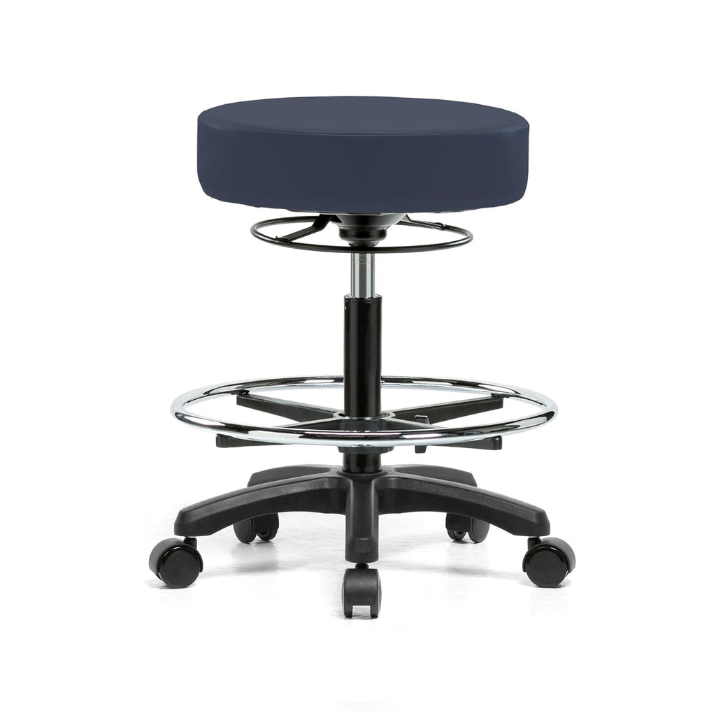 Height Adjustable Rolling Stool 18-23 inches 250-pound Capacity Charcoal Vinyl V8934