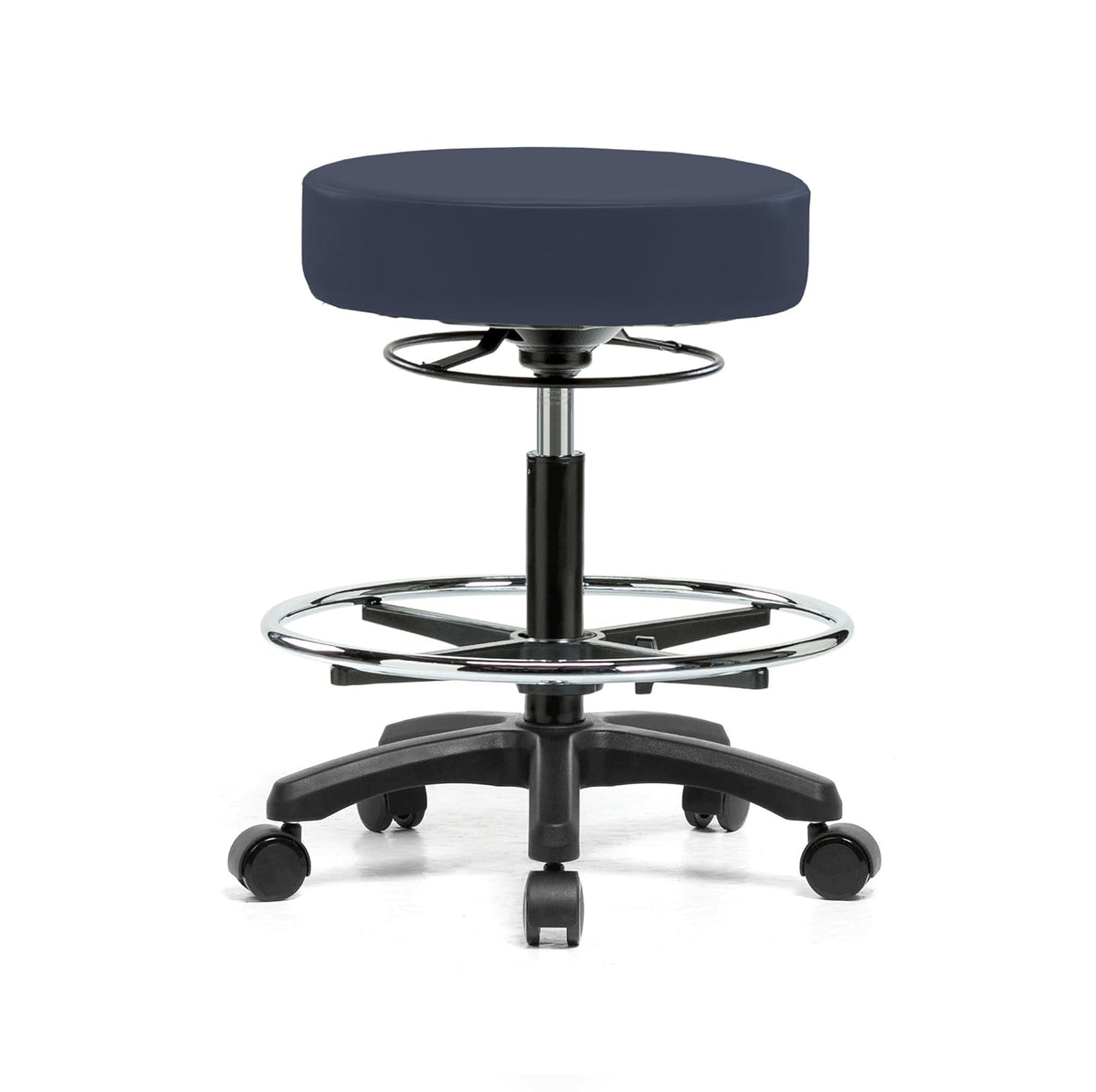 Height Adjustable Rolling Stool 18-23 inches 250-pound Capacity Charcoal Vinyl V8934