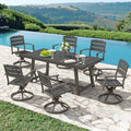 5Pcs Outdoor Patio Dining Set with Umbrella Hole, Aluminum Frame, Brown U159719