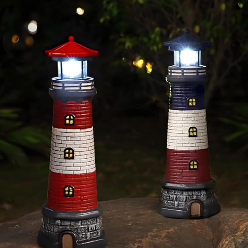 Red Solar Lighthouse Lawn Decoration C420