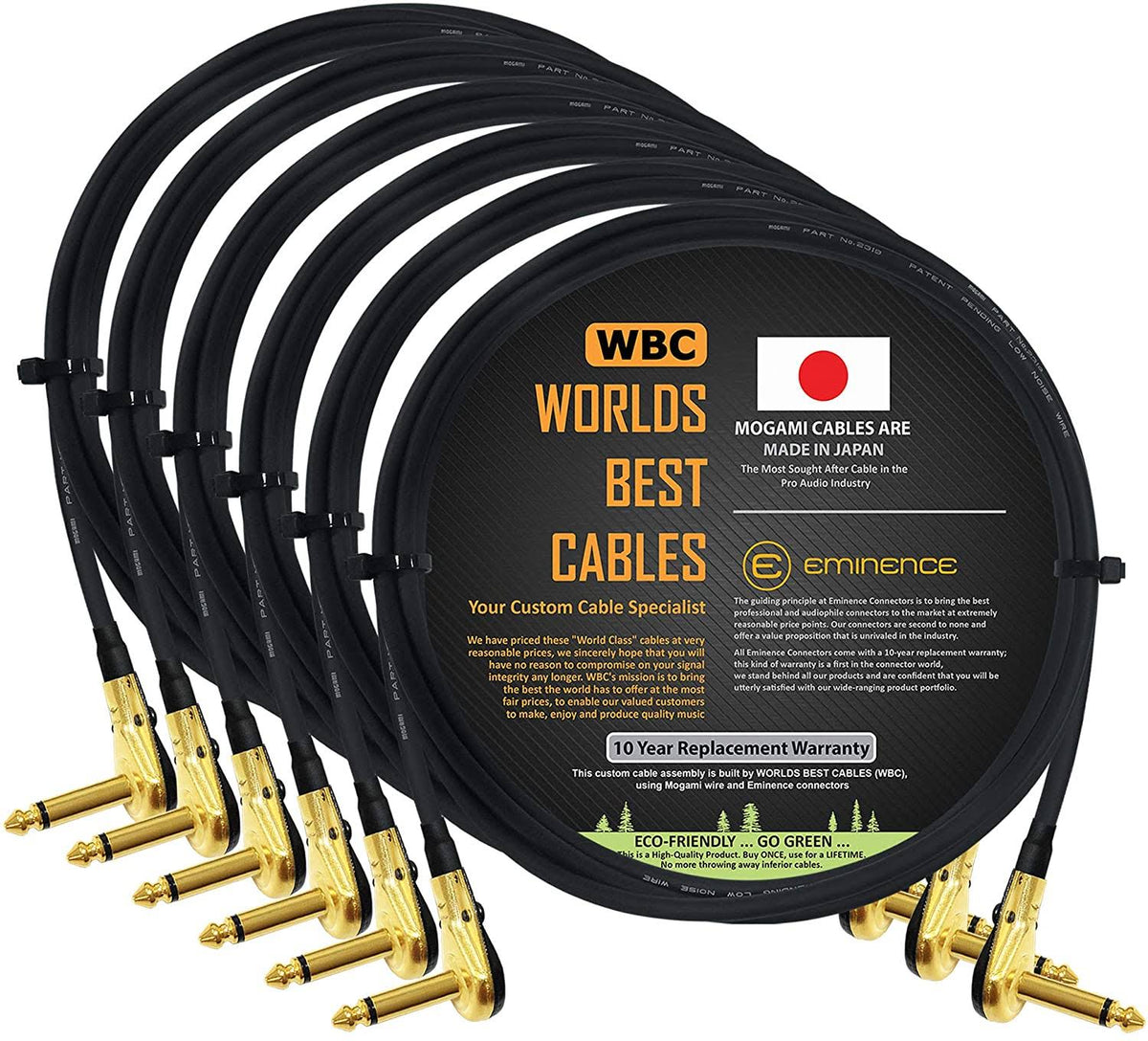 Instrument Effects Patch Cable with Gold Plated 1/4 inch Right Angled E96309