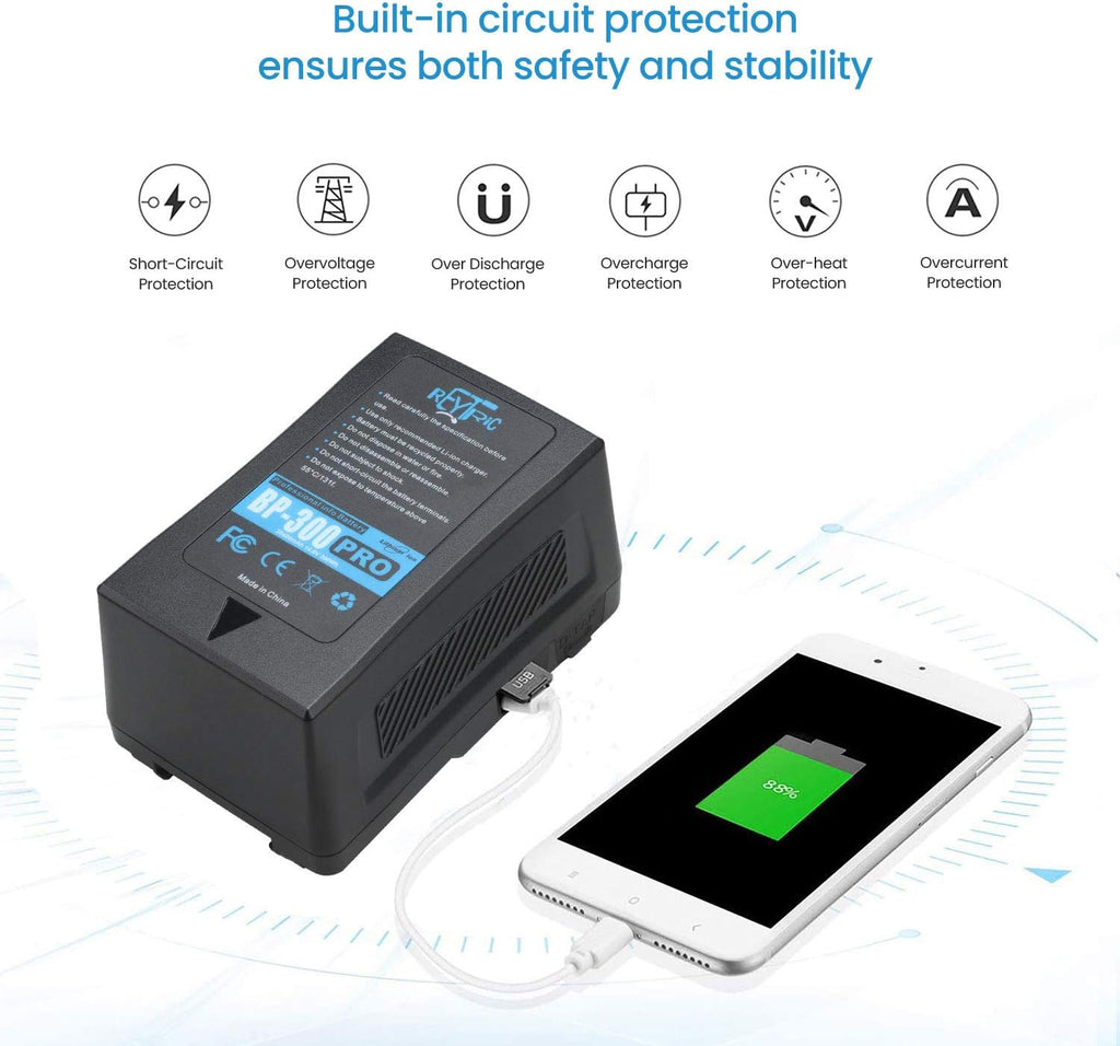 300Wh V Mount Battery with D-Tap Charger and Cable O933