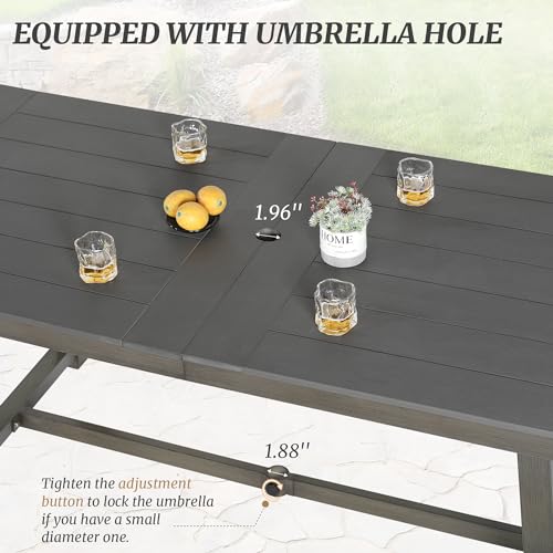 5Pcs Outdoor Patio Dining Set with Umbrella Hole, Aluminum Frame, Brown U159719