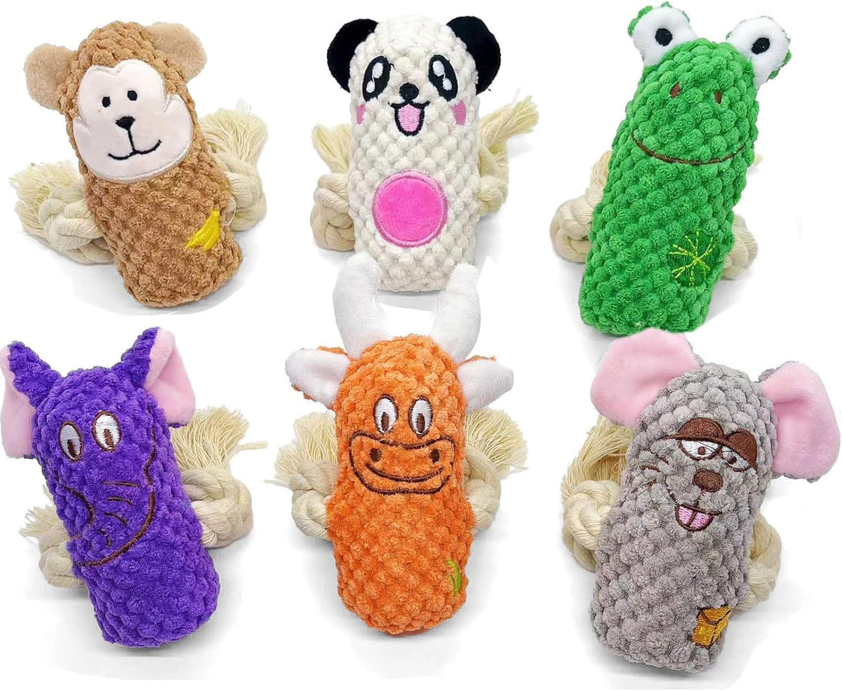6 Pack Cotton Rope Dog Squeak Plush Toys N325