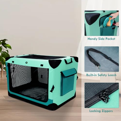 42 inch Collapsible Dog Crate with Durable Mesh Windows V725