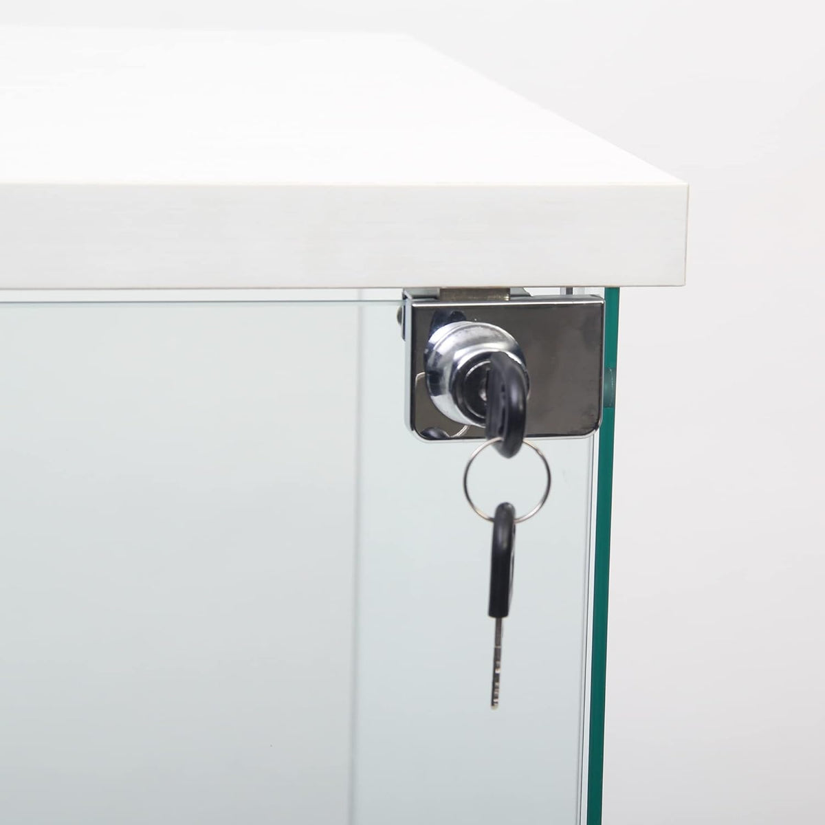 White 4-Shelf Glass Display Cabinet with Door and Lock E57146